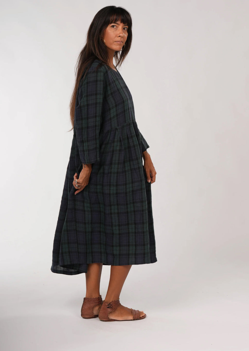 Journee Dress in French linen Tartan - Cecil & Gunn Collections