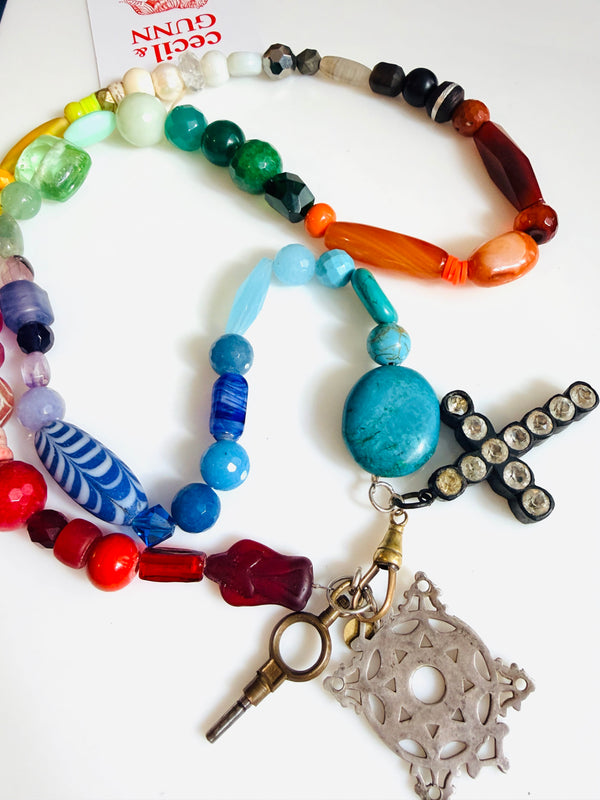 Cecil and Gunn - Necklace - Rainbow Slushie cross my heart - Cecil and Gunn