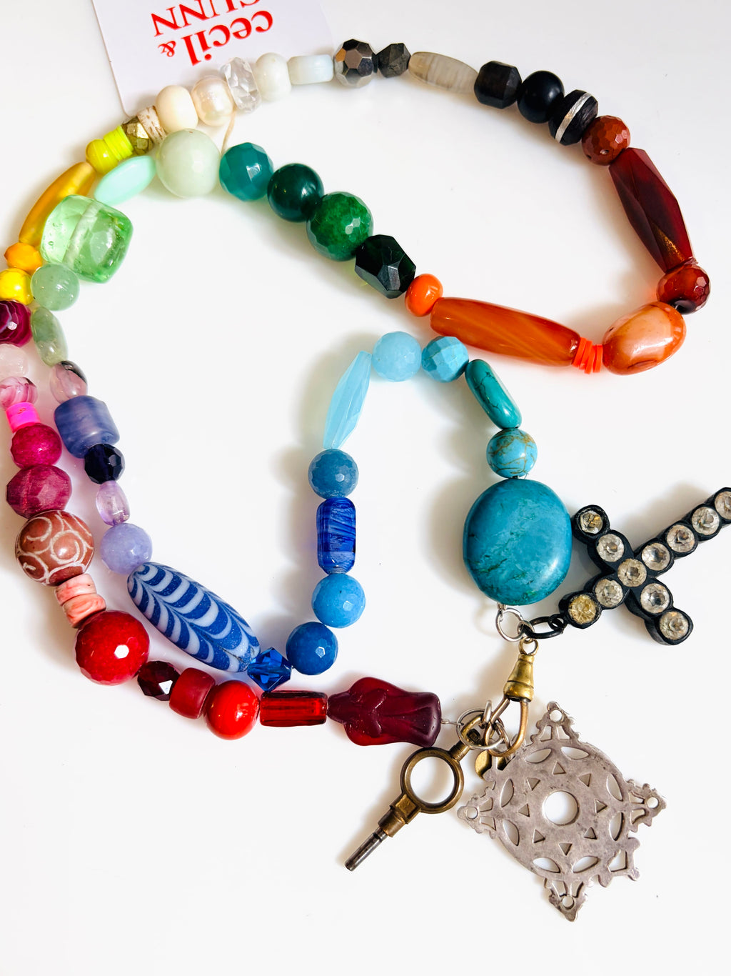 Cecil and Gunn - Necklace - Rainbow Slushie cross my heart - Cecil and Gunn