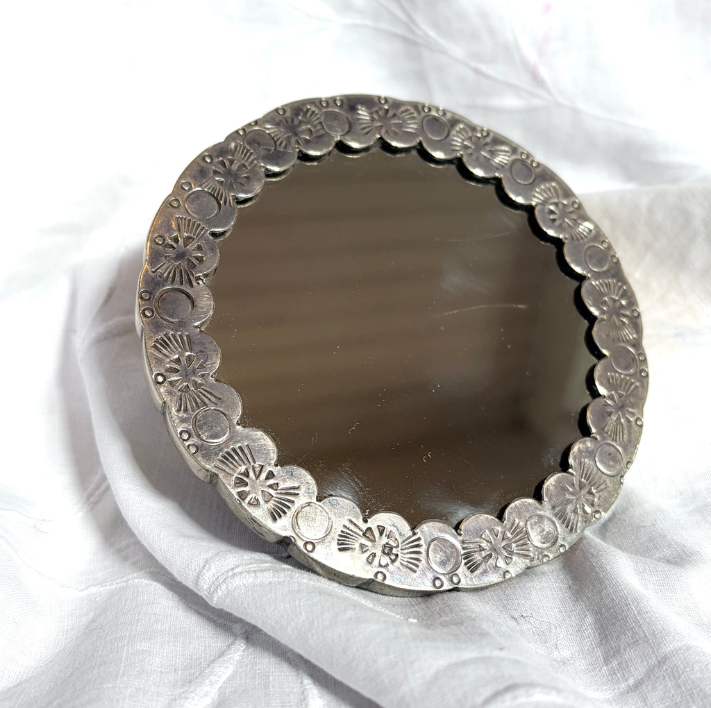 Cecil & Gunn Collections - Decor - vintage Mid-Century Egyptian .900 silver repoussé wedding mirror - Cecil and Gunn
