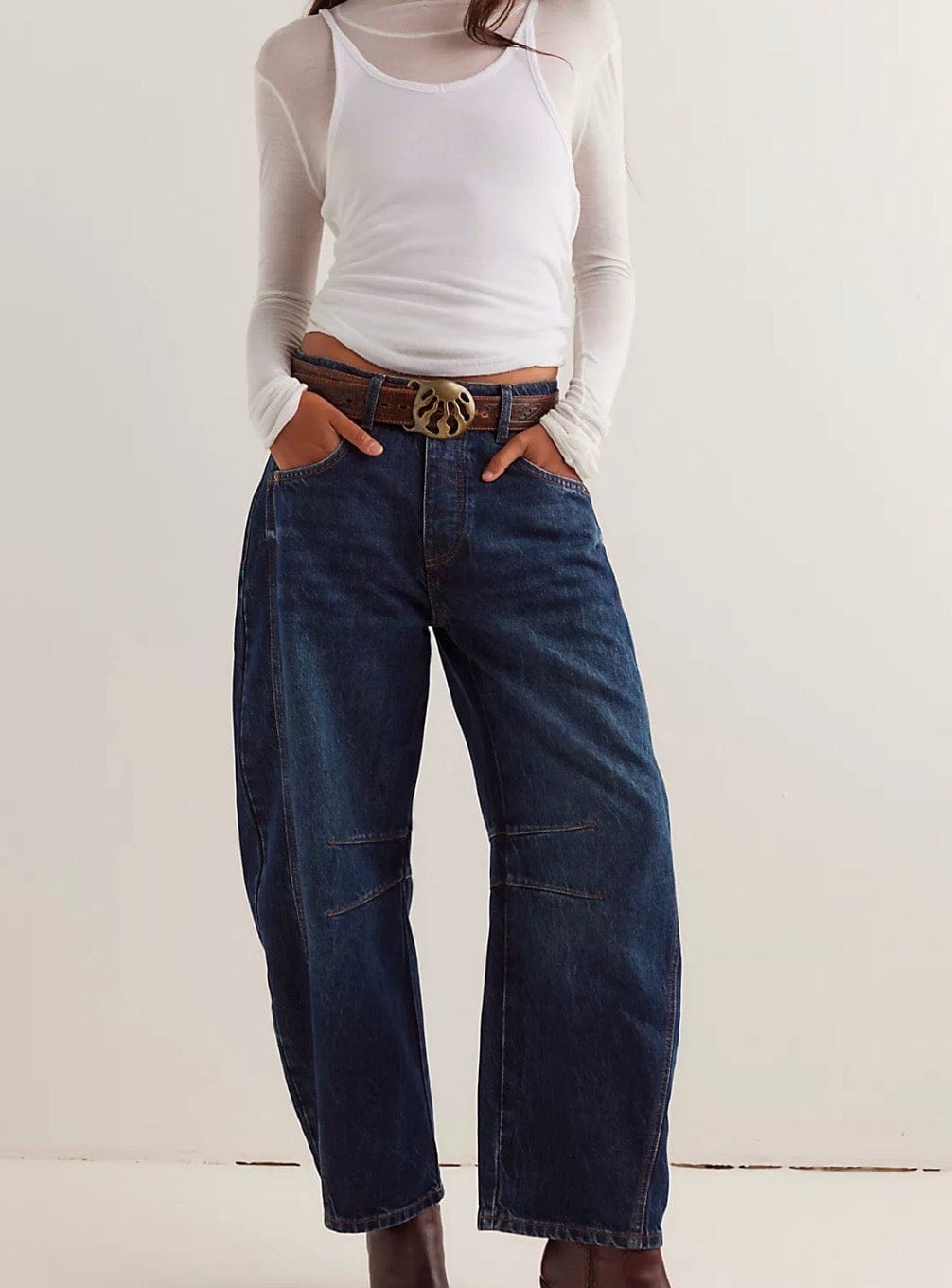 Free People - Pants - Good Luck Mid Rise Barrel Jeans - Cecil and Gunn