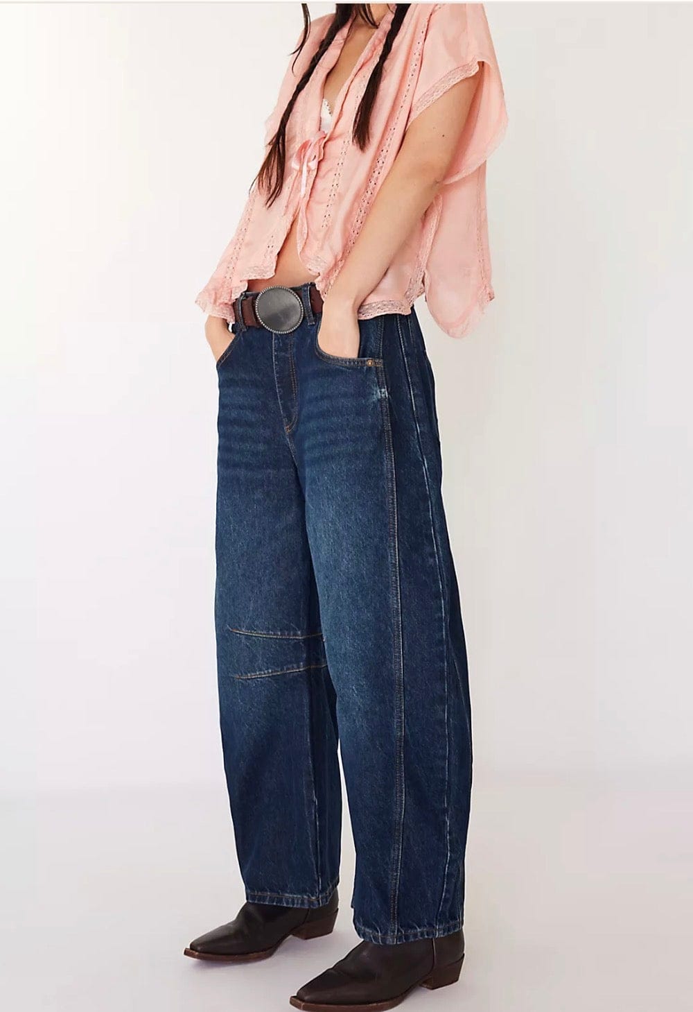 Free People - Pants - Good Luck Mid Rise Barrel Jeans - Cecil and Gunn
