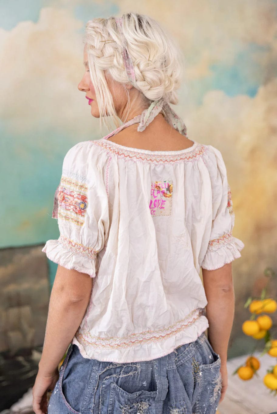 Magnolia Pearl - Tops - Embroidered Chrissy Folk Blouse - Cecil and Gunn