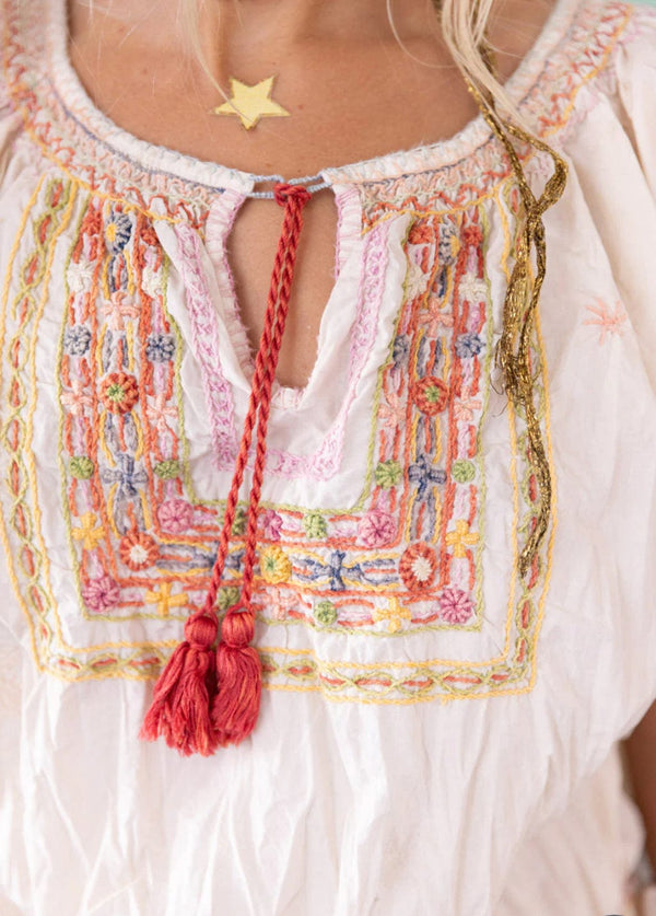 Magnolia Pearl - Tops - Embroidered Chrissy Folk Blouse - Cecil and Gunn