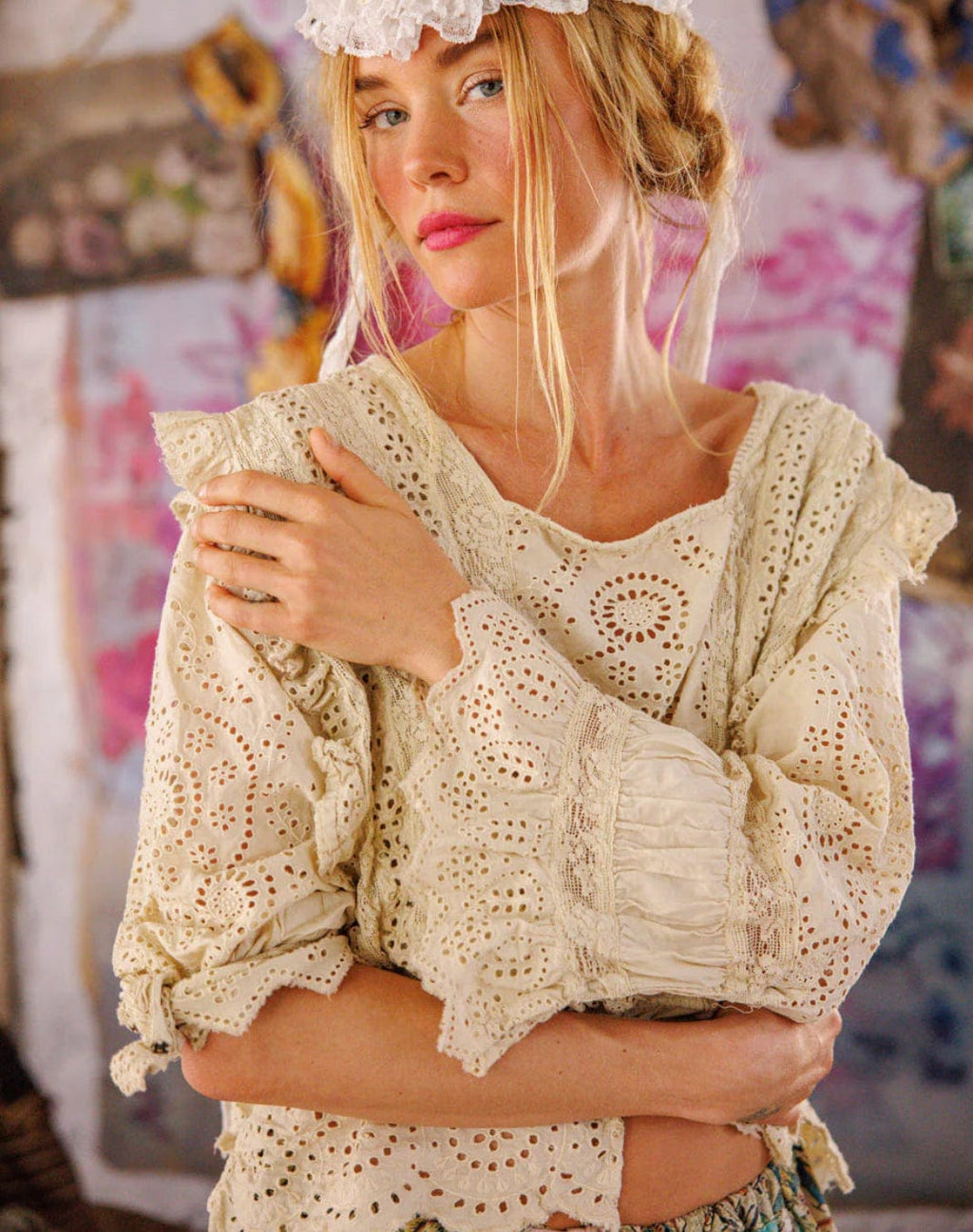 Magnolia Pearl - Tops - Rosario Eyelet Blouse - Cecil and Gunn