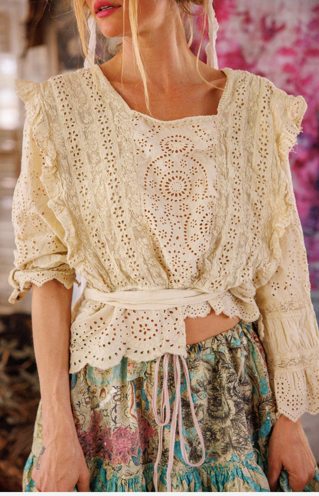 Magnolia Pearl - Tops - Rosario Eyelet Blouse - Cecil and Gunn