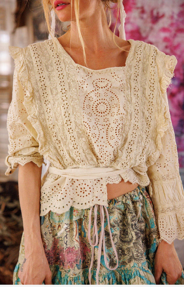 Magnolia Pearl - Tops - Rosario Eyelet Blouse - Cecil and Gunn