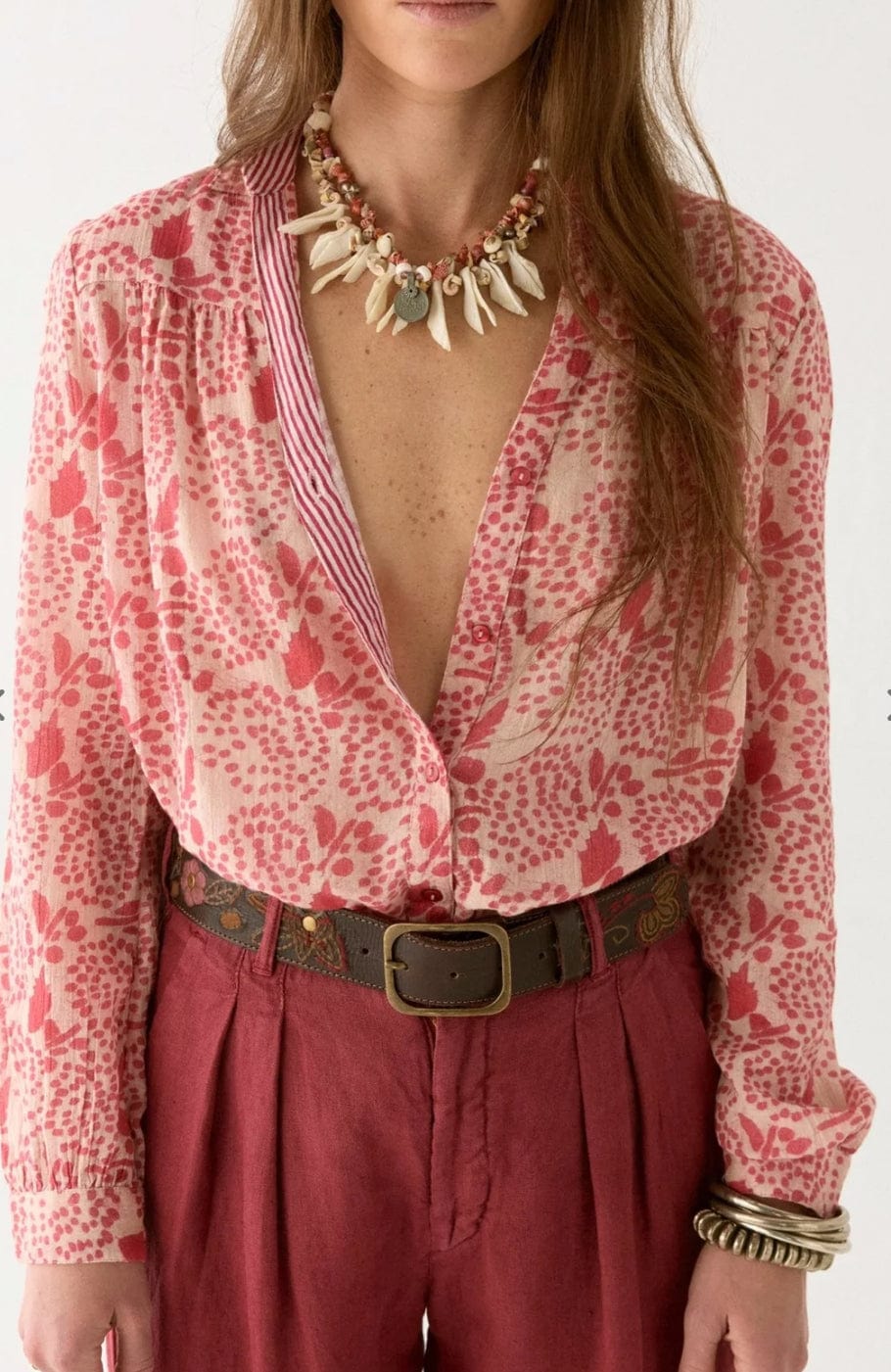 Maison Hotel - Shirt - Dylan Blouse in Pink Martini - Cecil and Gunn