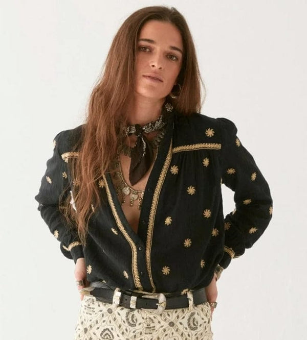 Maison Hotel - Shirt - Dylan Blouse in Starry Night - Cecil and Gunn