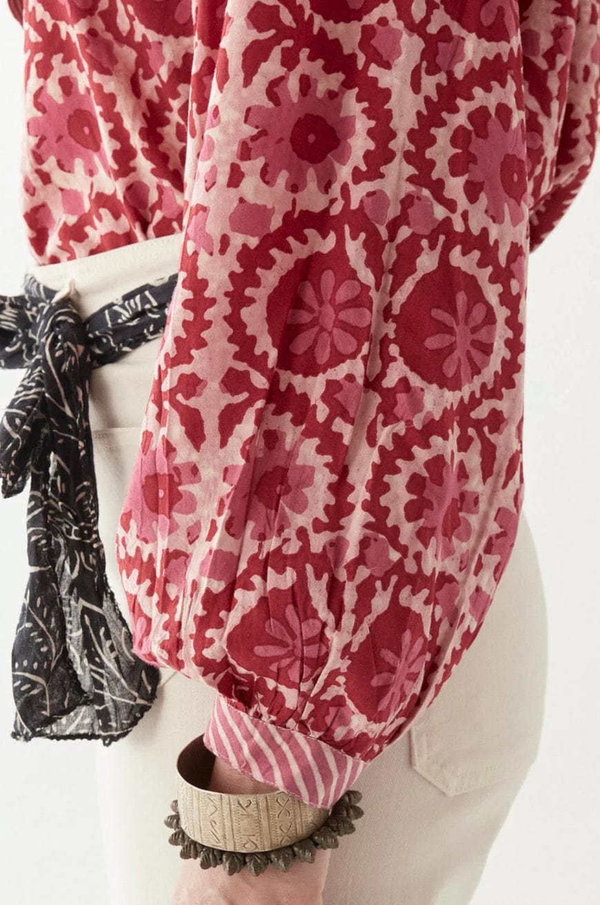 Maison Hotel - Shirt - Leandra Blouse in Flamingo Grooves - Cecil and Gunn