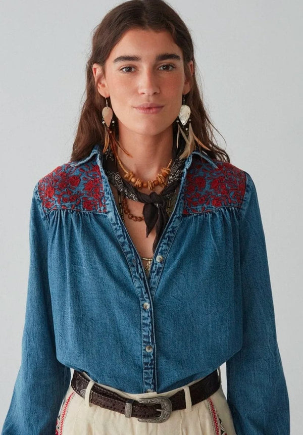 Maison Hotel - Tops - Phoebe Blouse Blue Denim by Maison Hotel - Cecil and Gunn