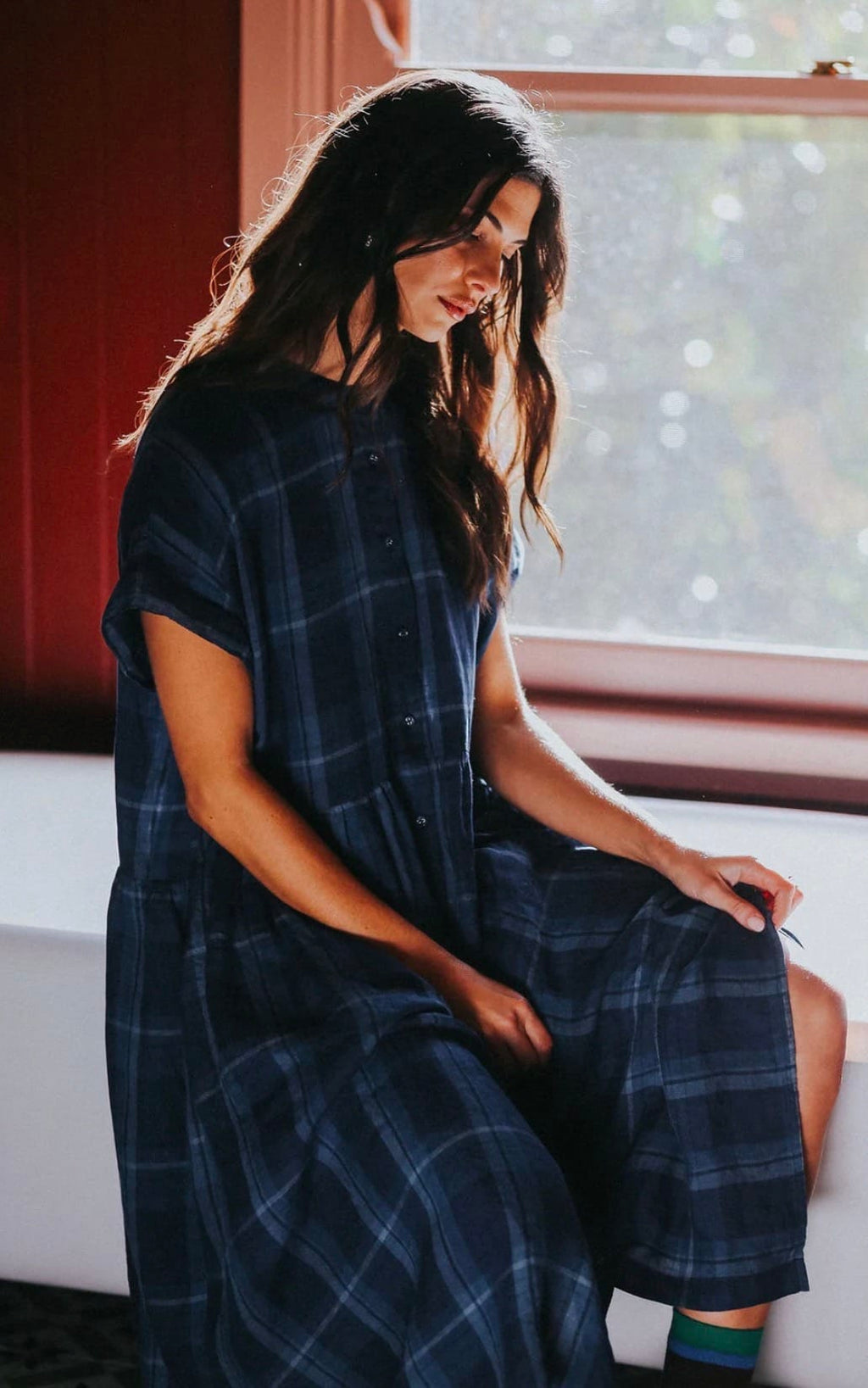 Montaigne - Dress - Juliette Blue check Dress - Cecil and Gunn