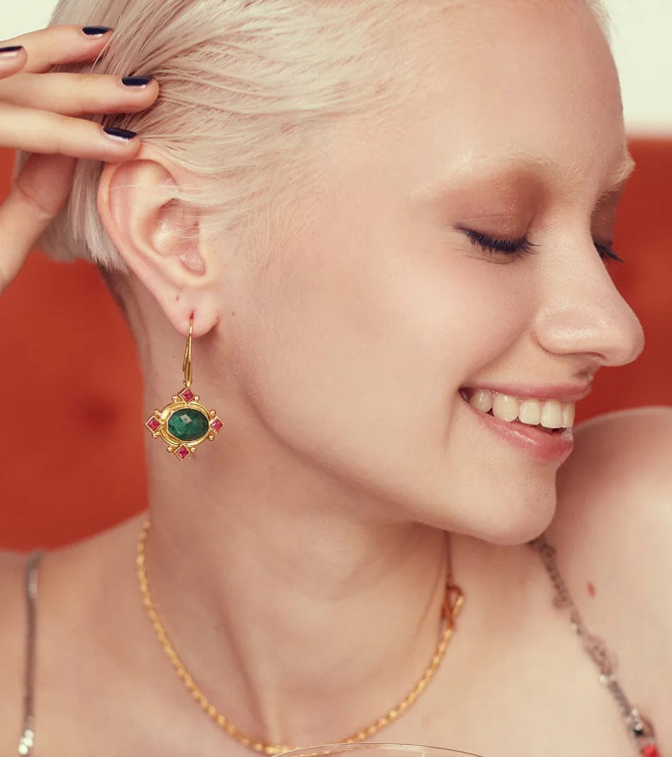 Ottoman Hands - Earrings - Raina Ruby and Raina Emerald with crystal earrings - Cecil and Gunn