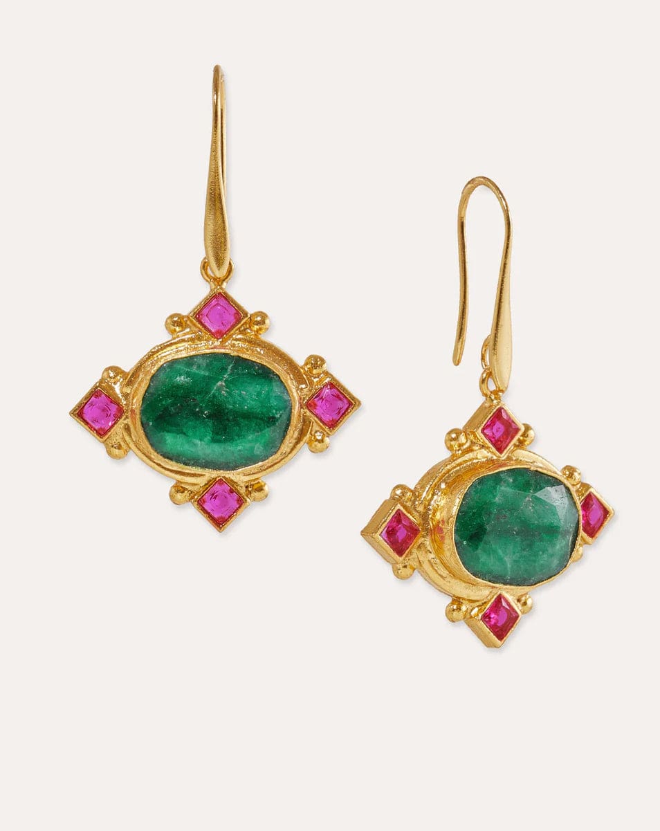 Ottoman Hands - Earrings - Raina Ruby and Raina Emerald with crystal earrings - Cecil and Gunn