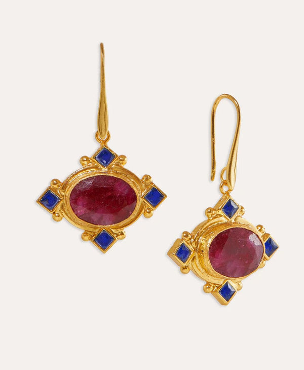 Ottoman Hands - Earrings - Raina Ruby and Raina Emerald with crystal earrings - Cecil and Gunn