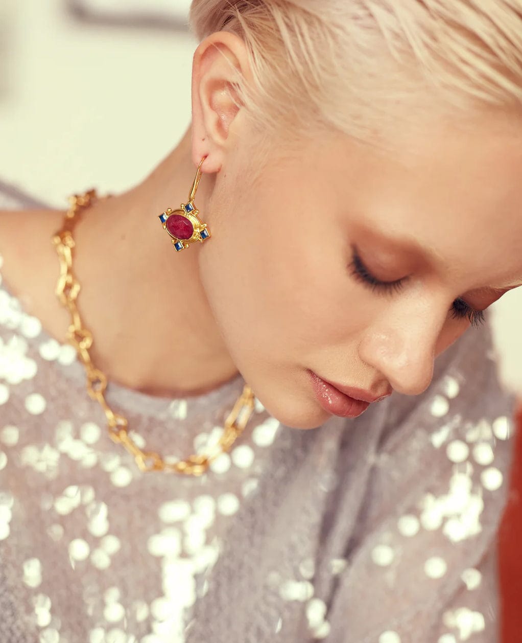 Ottoman Hands - Earrings - Raina Ruby and Raina Emerald with crystal earrings - Cecil and Gunn