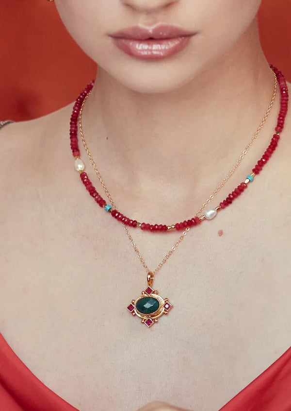 Ottoman Hands - Necklace - Raina pink crystal necklace - Cecil and Gunn