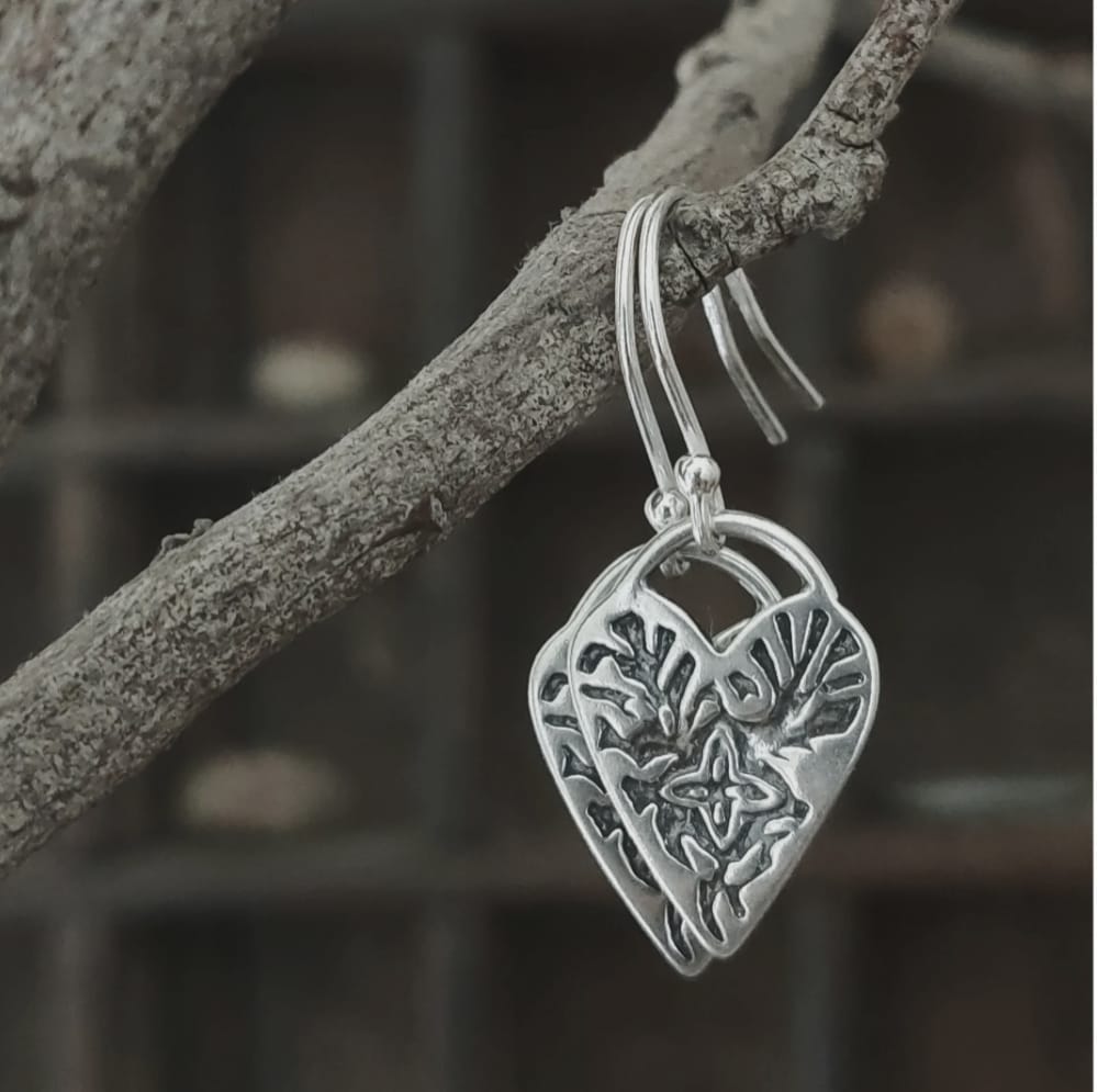 Paird - Earrings - Embossed Hearts Earrings - Cecil and Gunn