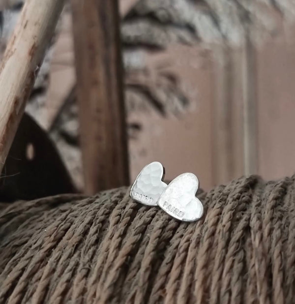 Paird - Earrings - Hammered Hearts Studs - Cecil and Gunn