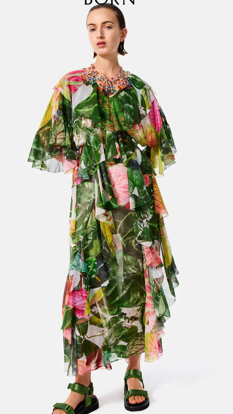 Romance Was Born - Dress - Botanical Frill Dress RWB - Cecil and Gunn