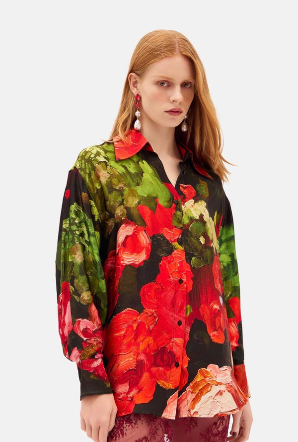 Romance Was Born - Shirt - Red Roses Blouse - Cecil and Gunn
