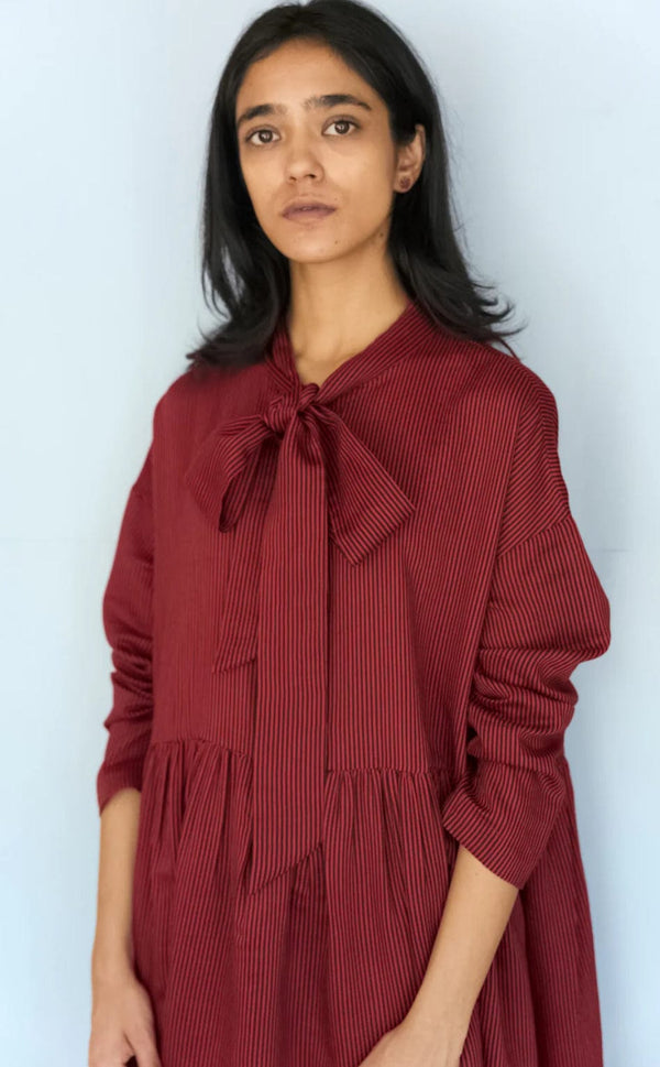 Runaway Bicycle - Dress - Aouli Red Stripe Dress - Cecil and Gunn